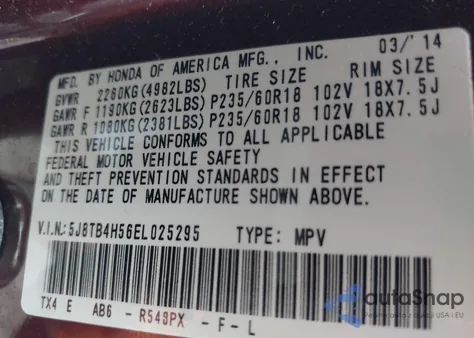 2014 Acura Rdx z USA, uszkodzony, nr VIN 5J8TB4H56EL025295